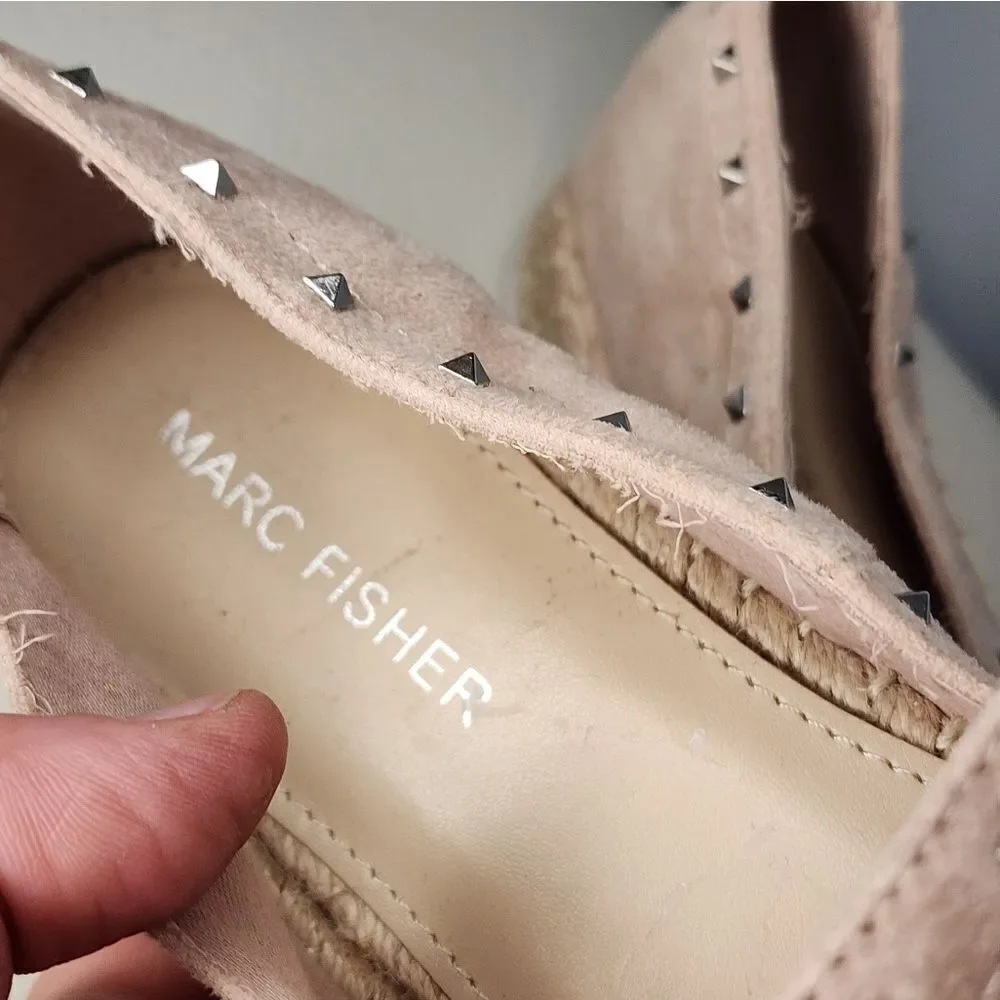 Marc Fisher Women's Chequer Flats Size 7 Blush Pink Espadrille Slip On Shoe